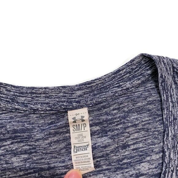 Under Armour V Neck Short Sleeve Tee Activewear Top Blue Gray Women’s S - Picture 2 of 9